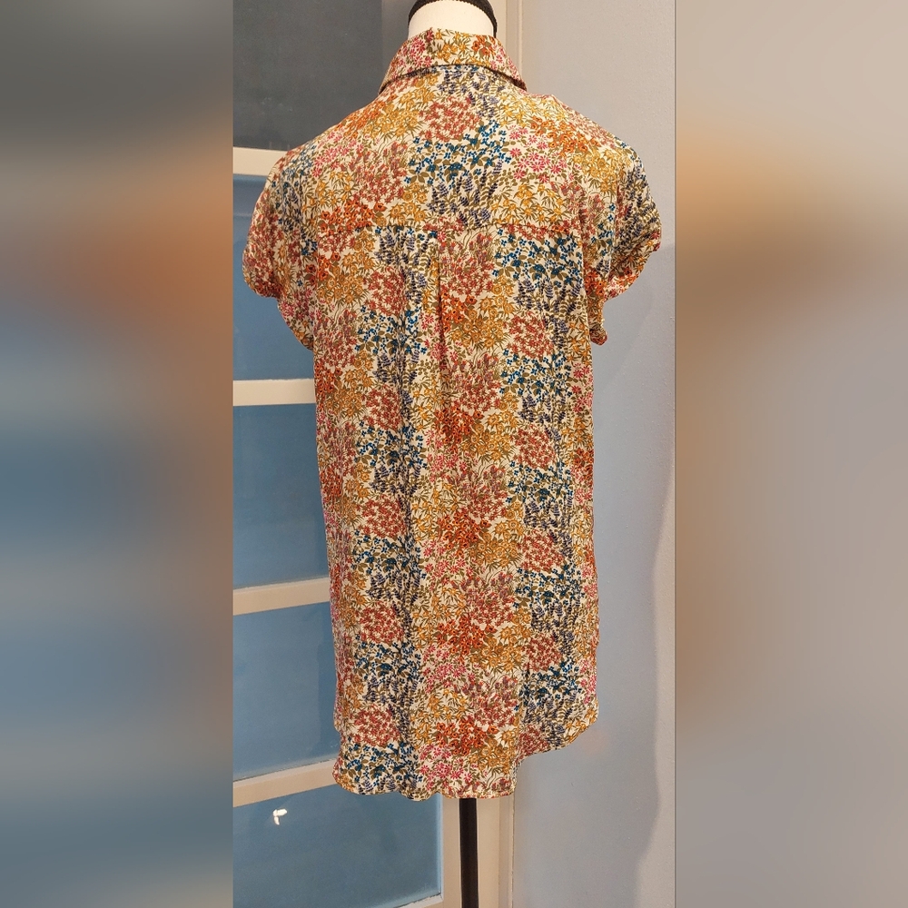 Jane and Delancey Red Orange Button Down Blouse - Picture 4 of 6